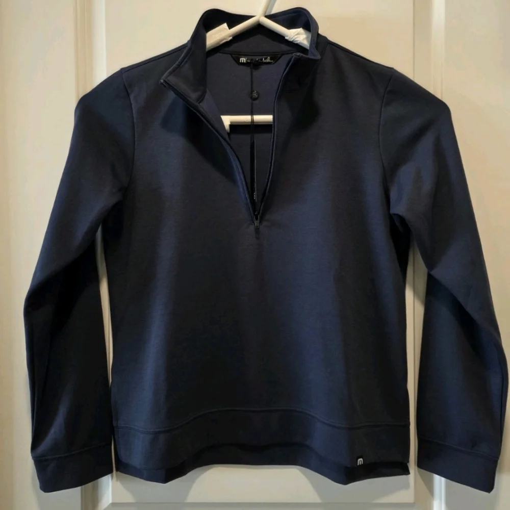 Travis Mathew Coveside Womens Medium 1/2 Zip Pullover Blue PEAK Logo - Picture 2 of 9